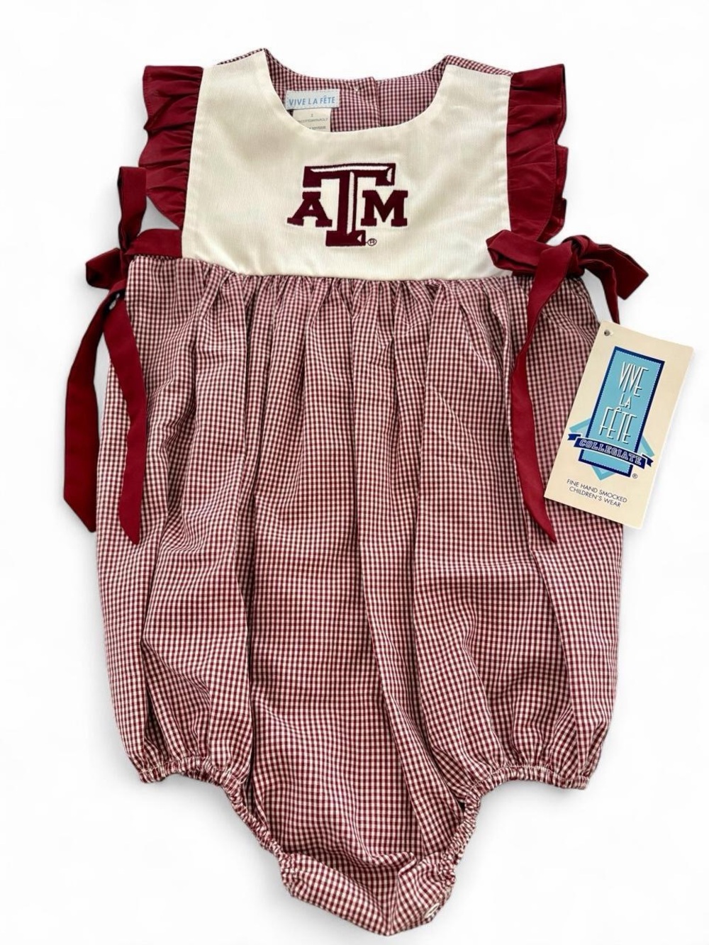 NWT Vive La Fete Texas A&M Maroon Gingham Romper